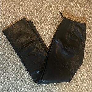 Black Leather Lined Women's Boot Cut Trousers